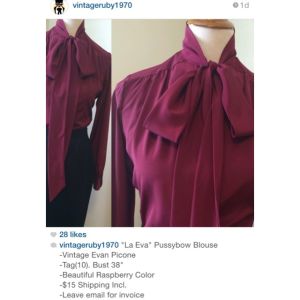 "La Eva" PussyBow Blouse sold by @VintageRuby1970