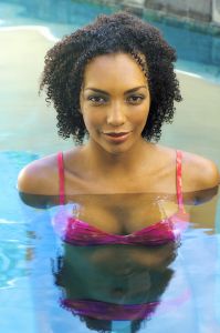 Head and Shoulders of a Women Swimming