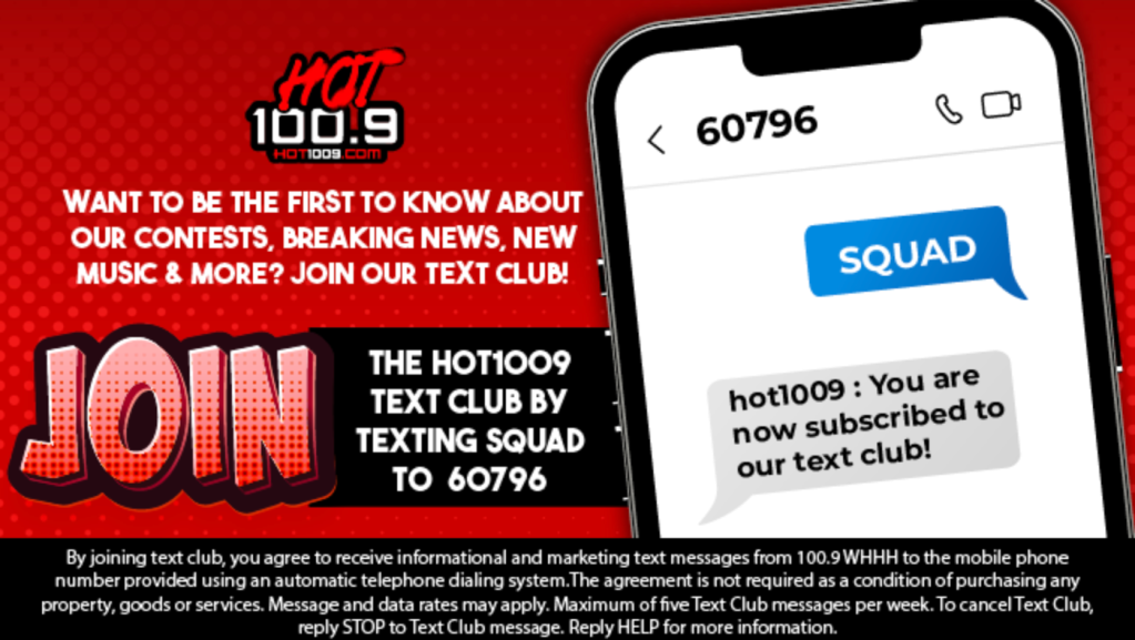 Join Our Hot 100.9 Text Club!
